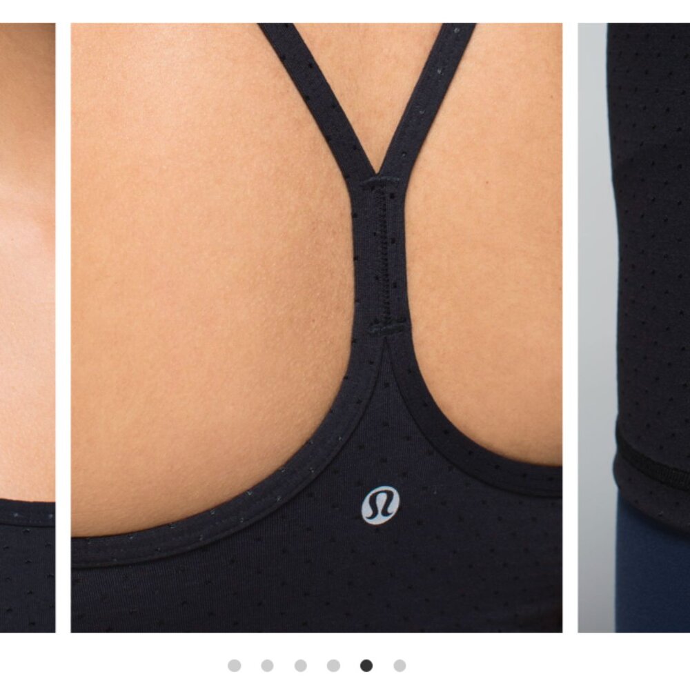 Lululemon Power Y Perforated Racerback Luon Athletic Tank Top Shine Dot Black - Picture 4 of 4